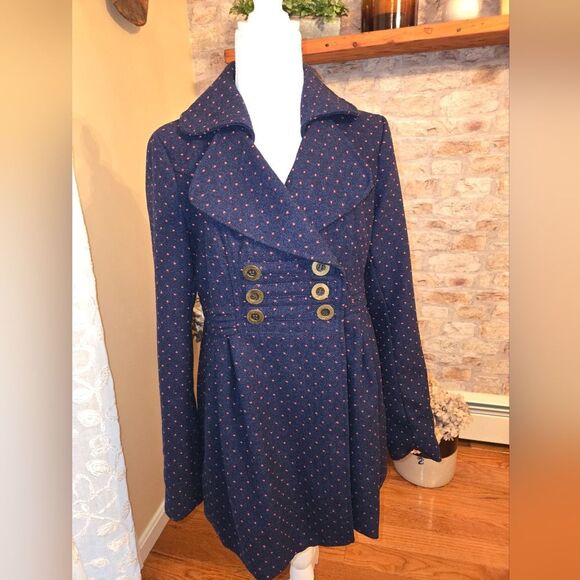 Tulle Midnight Blue And Hot Pink Dots Size S Jacket - Picture 1 of 9